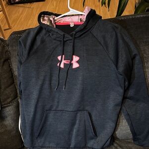Under Armour Charcoal Hoodie with Pink Emblem